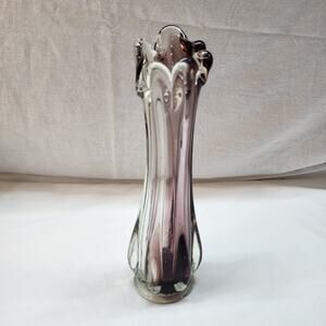 Small swung purple vase. 2 chips on the bottom G